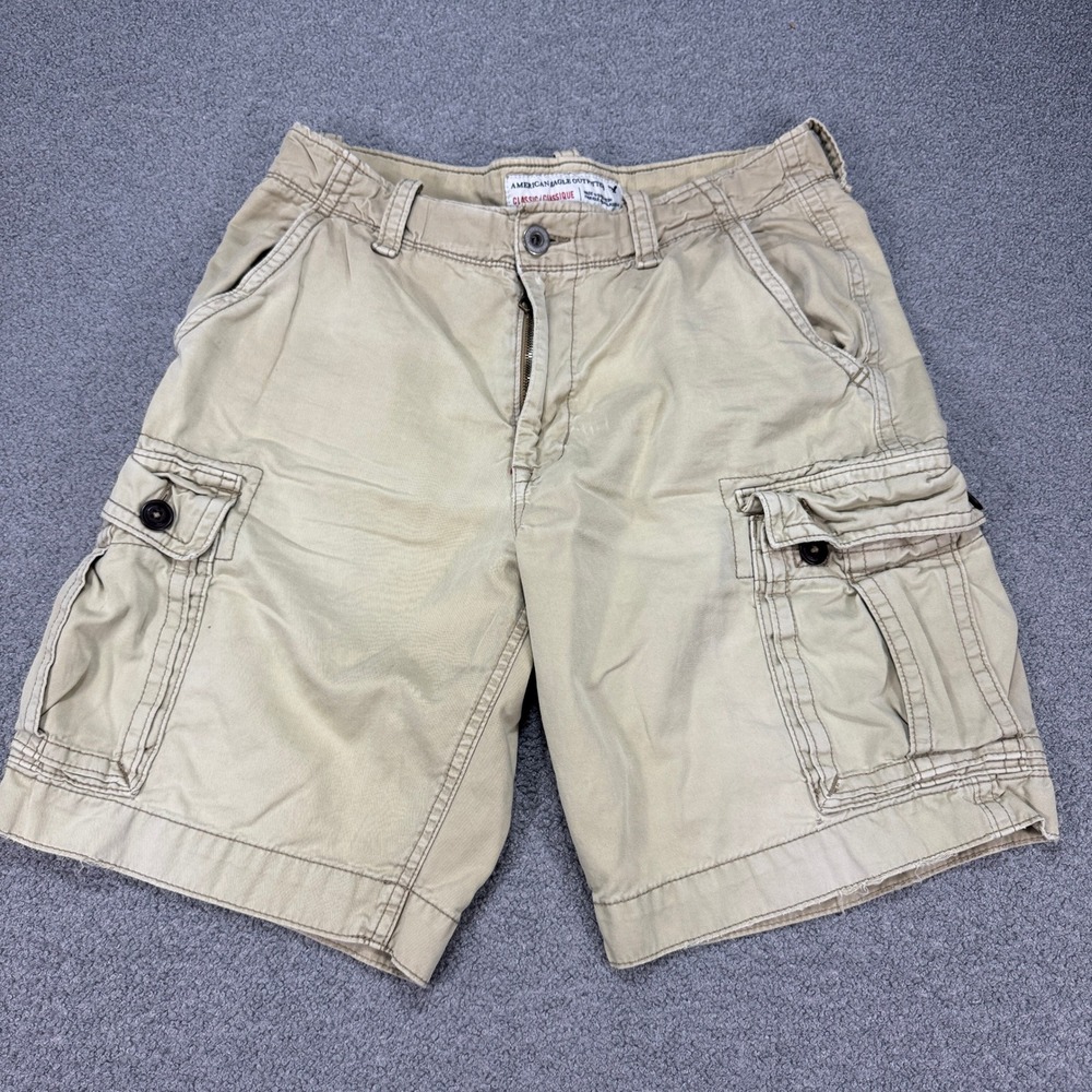 Y2K American Eagle Shorts Men's Size 34 Tan Classic Fit Relaxed Cotton Workwear